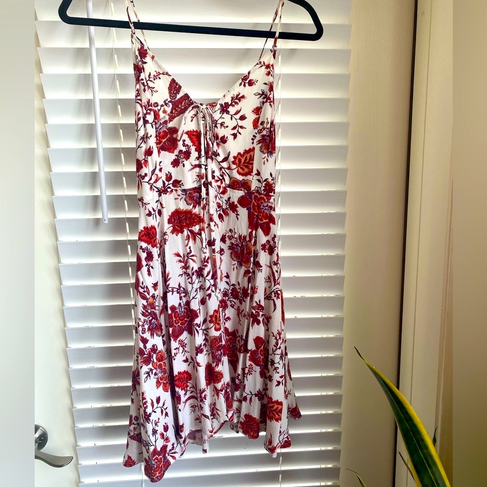 White and Red Floral Dress